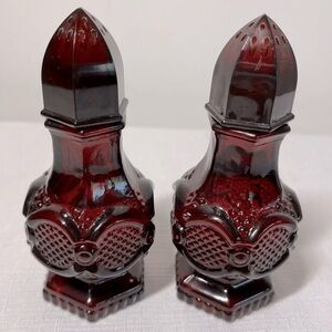 Vintage Avon Ruby Red 1876 Cape Cod Glass Salt & Pepper Shakers